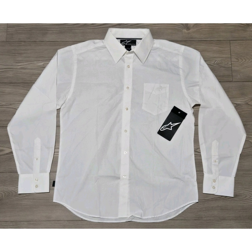 Alpinestars Time Machine Button Down Shirt Long Sleeve White Mens Large New NWT
